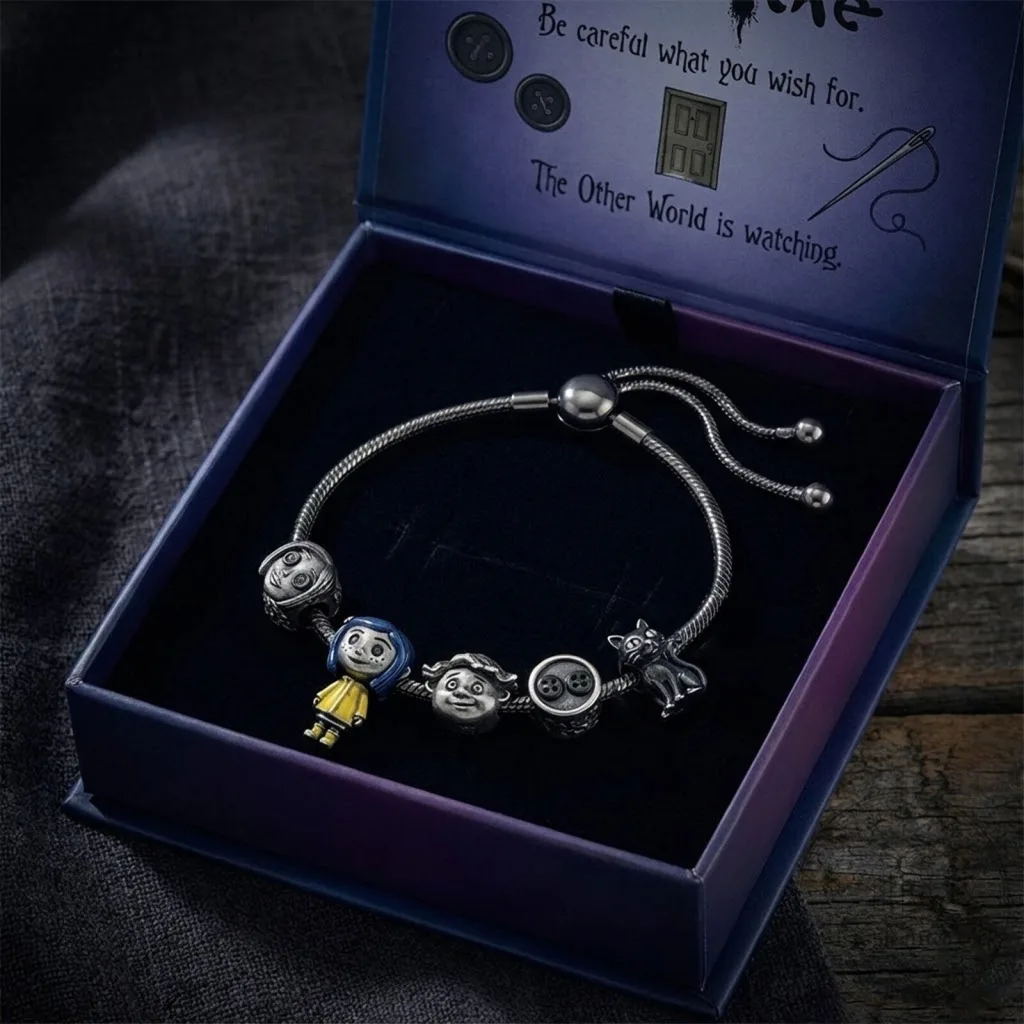 Coraline Adjustable Charm Bracelet The Other Mother Cat Button Eye Coraline Adjustable Charm Bracelet The Other Mother Cat Button Eye
