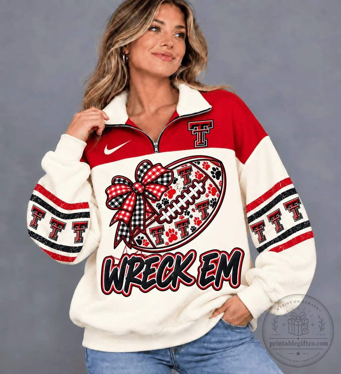Texas Tech Red Raiders Football Wreck 'Em Quarter-Zip Sweatshirt
