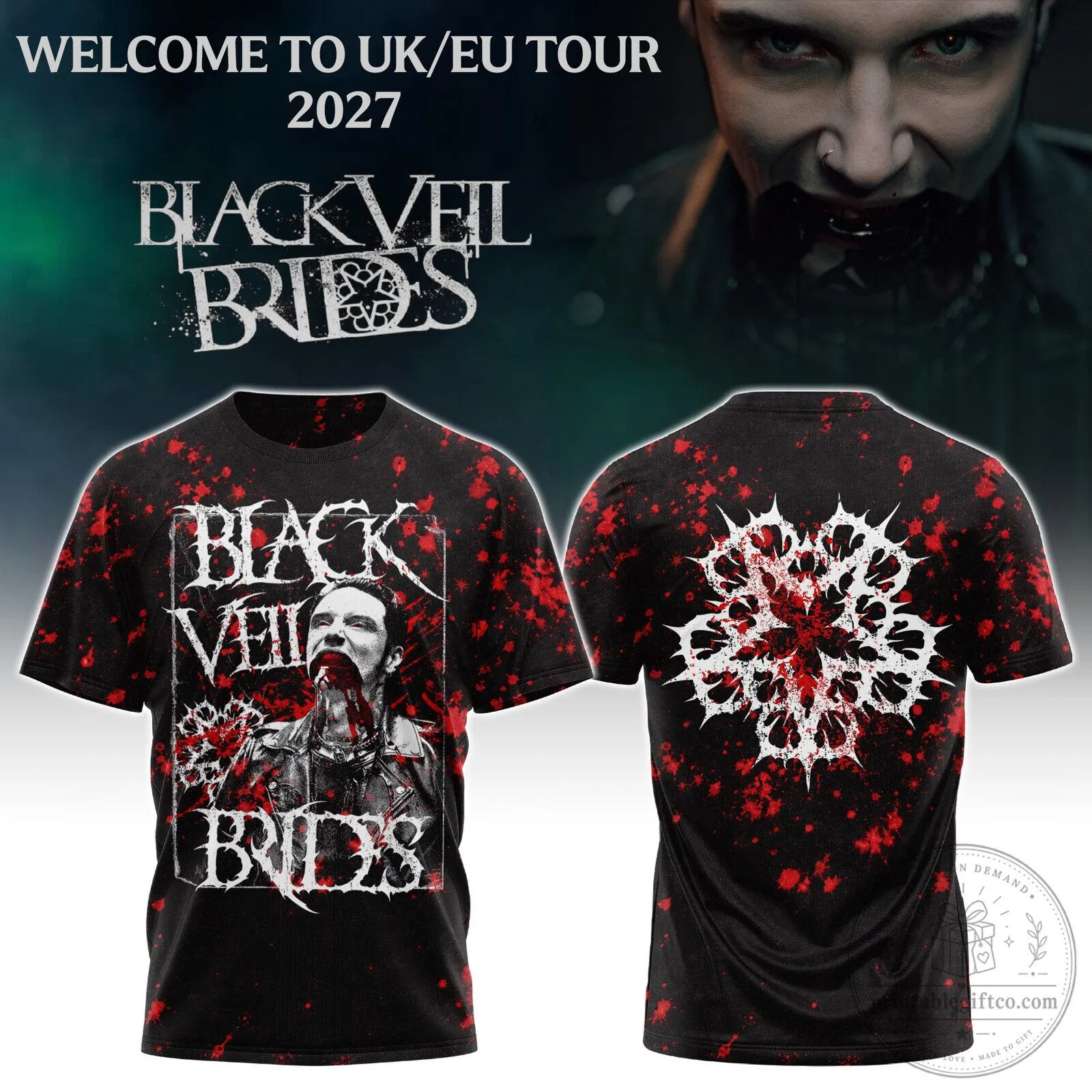 Black Veil Brides UK EU Tour 2027 Band Logo Graphic T-Shirt