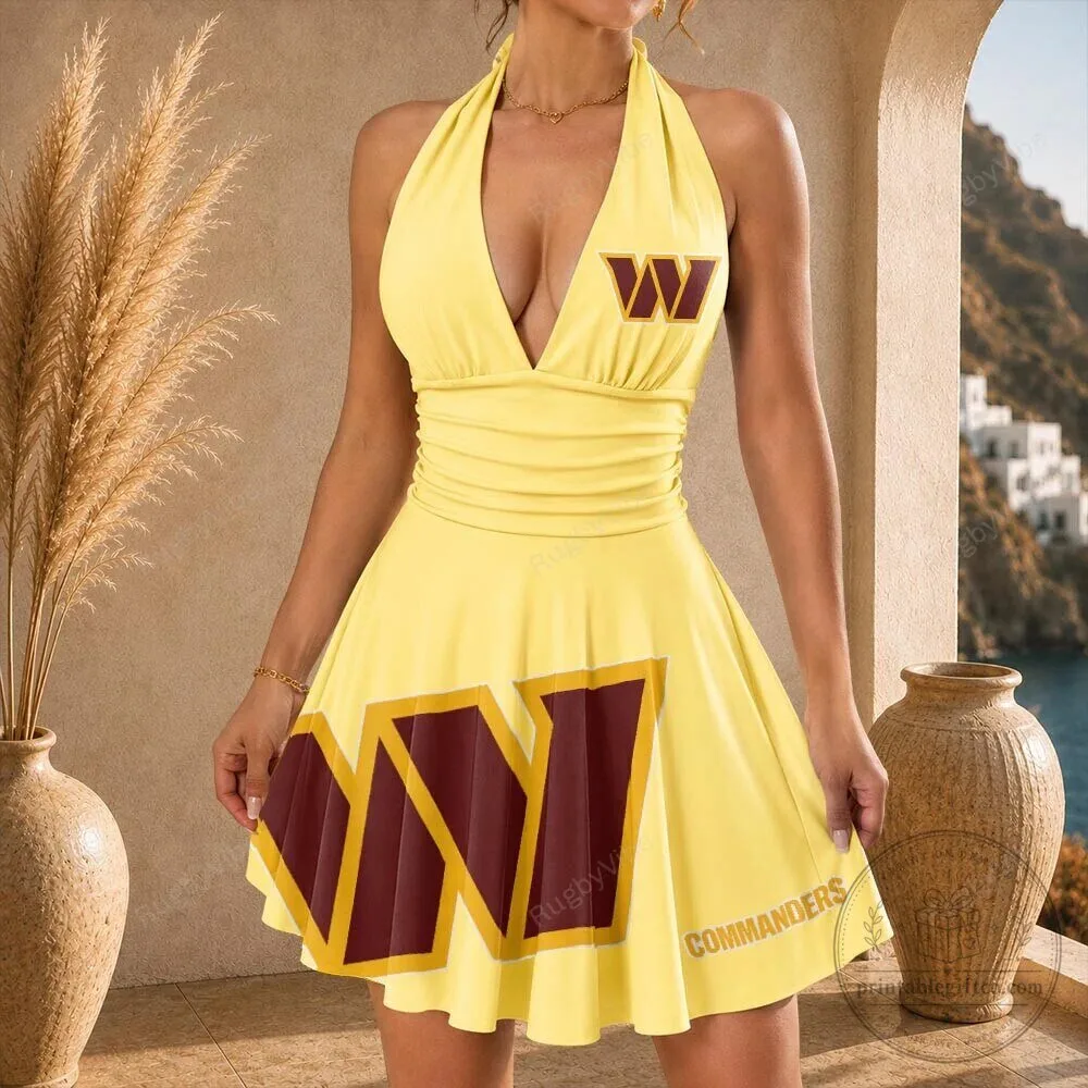 Washington Commanders Football Team Logo Halter Neck Mini Dress