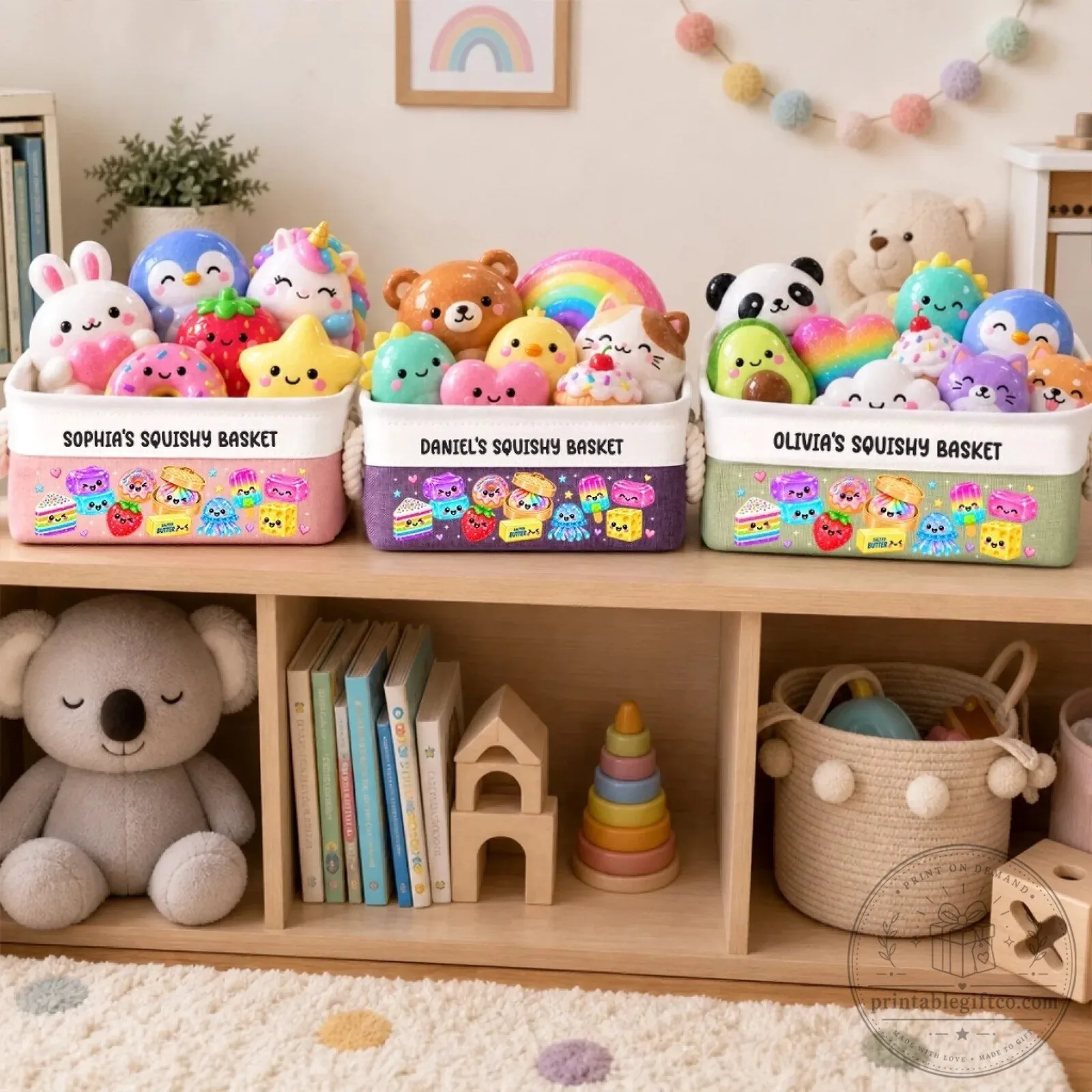 Personalized Kawaii Food and Animal Squishy Toy Storage Basket for Kids 9 Personalized Kawaii Food and Animal Squishy Toy Storage Basket for Kids