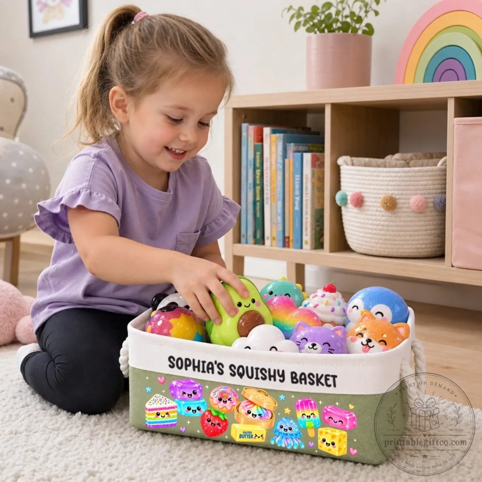 Personalized Kawaii Food and Animal Squishy Toy Storage Basket for Kids 10 Personalized Kawaii Food and Animal Squishy Toy Storage Basket for Kids