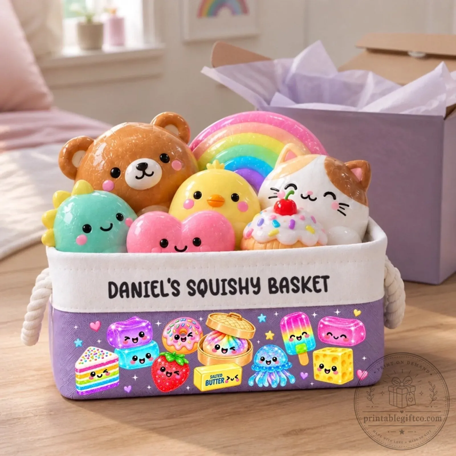 Personalized Kawaii Food and Animal Squishy Toy Storage Basket for Kids 11 Personalized Kawaii Food and Animal Squishy Toy Storage Basket for Kids