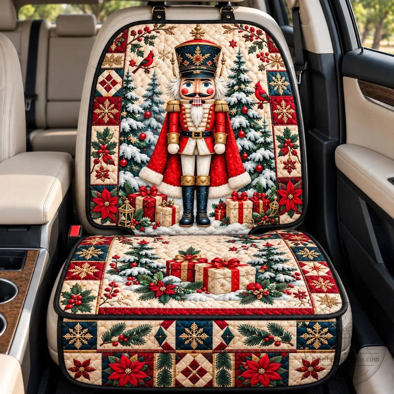 Nutcracker Winter King Christmas Quilted Car Seat Cover Protector