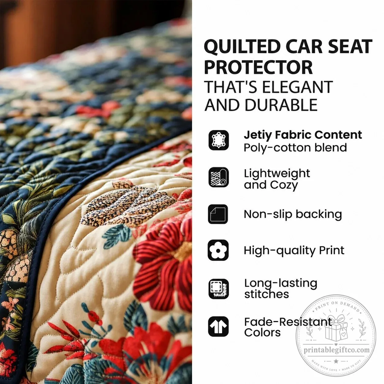 Nutcracker Winter King Christmas Quilted Car Seat Cover Protector 9 Nutcracker Winter King Christmas Quilted Car Seat Cover Protector