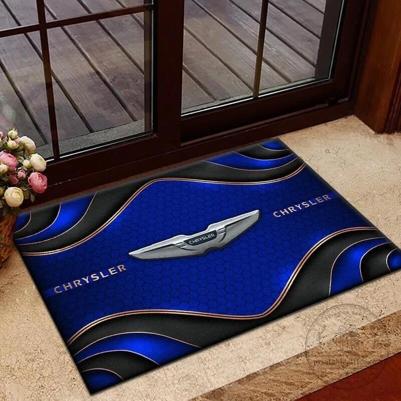 Chrysler Blue Hexagon Pattern Welcome Personalized Doormat