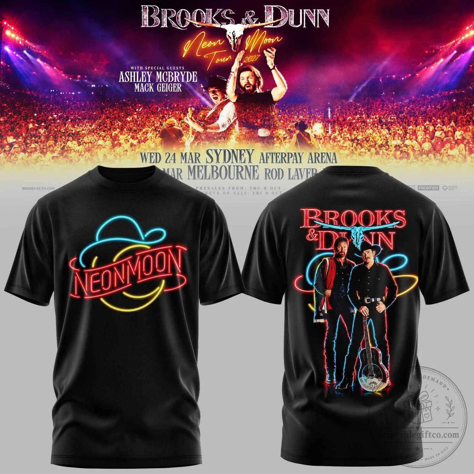 Brooks & Dunn Neon Moon Tour 2027 Concert Black Adult T-Shirt 1 Brooks & Dunn Neon Moon Tour 2027 Concert Black Adult T-Shirt