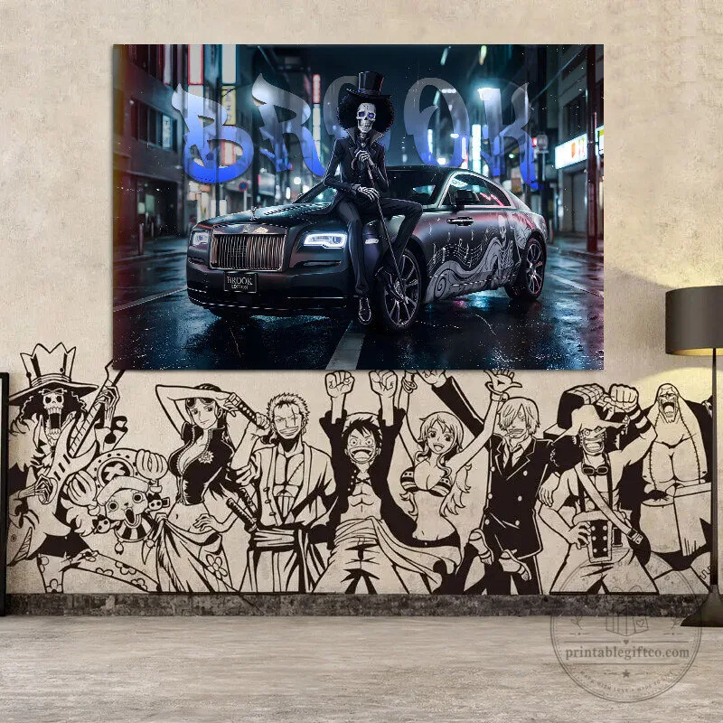Brook One Piece Character Skeleton Musician Rolls Royce Car Canvas Wall Art 5 Brook One Piece Character Skeleton Musician Rolls Royce Car Canvas Wall Art