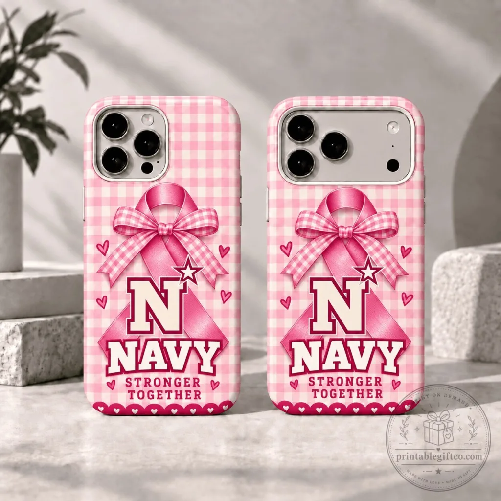 Navy Midshipmen Breast Cancer Awareness Pink Gingham Pattern Phone Case Navy Midshipmen Breast Cancer Awareness Pink Gingham Pattern Phone Case