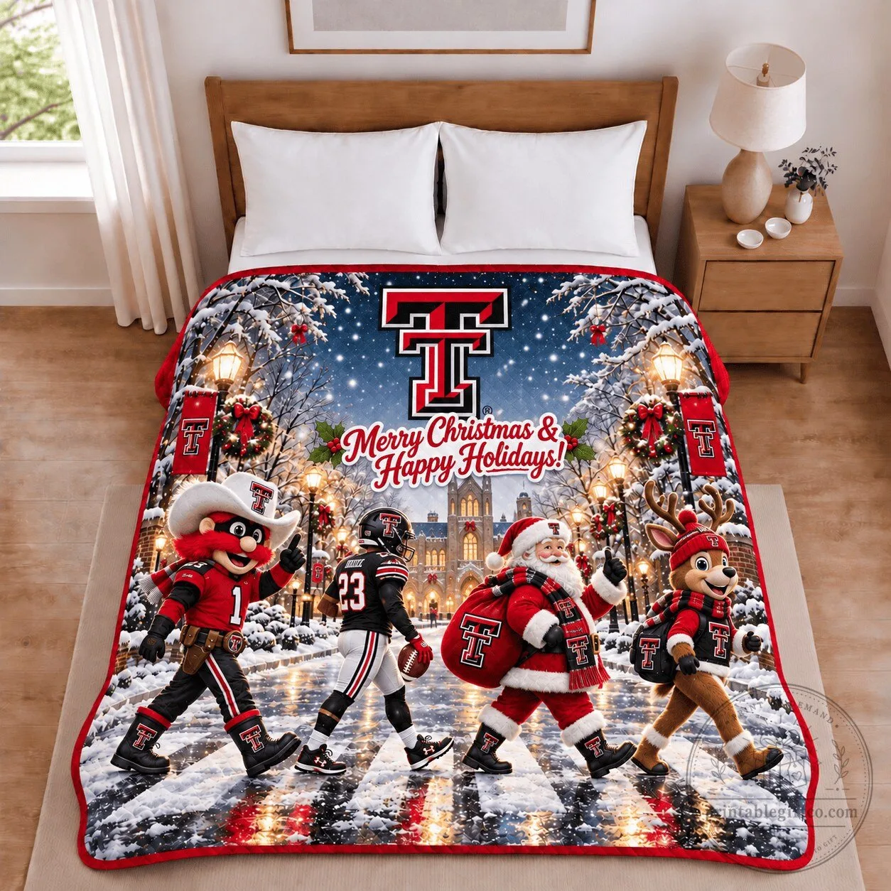 Texas Tech Red Raiders Christmas Holiday Football Blanket