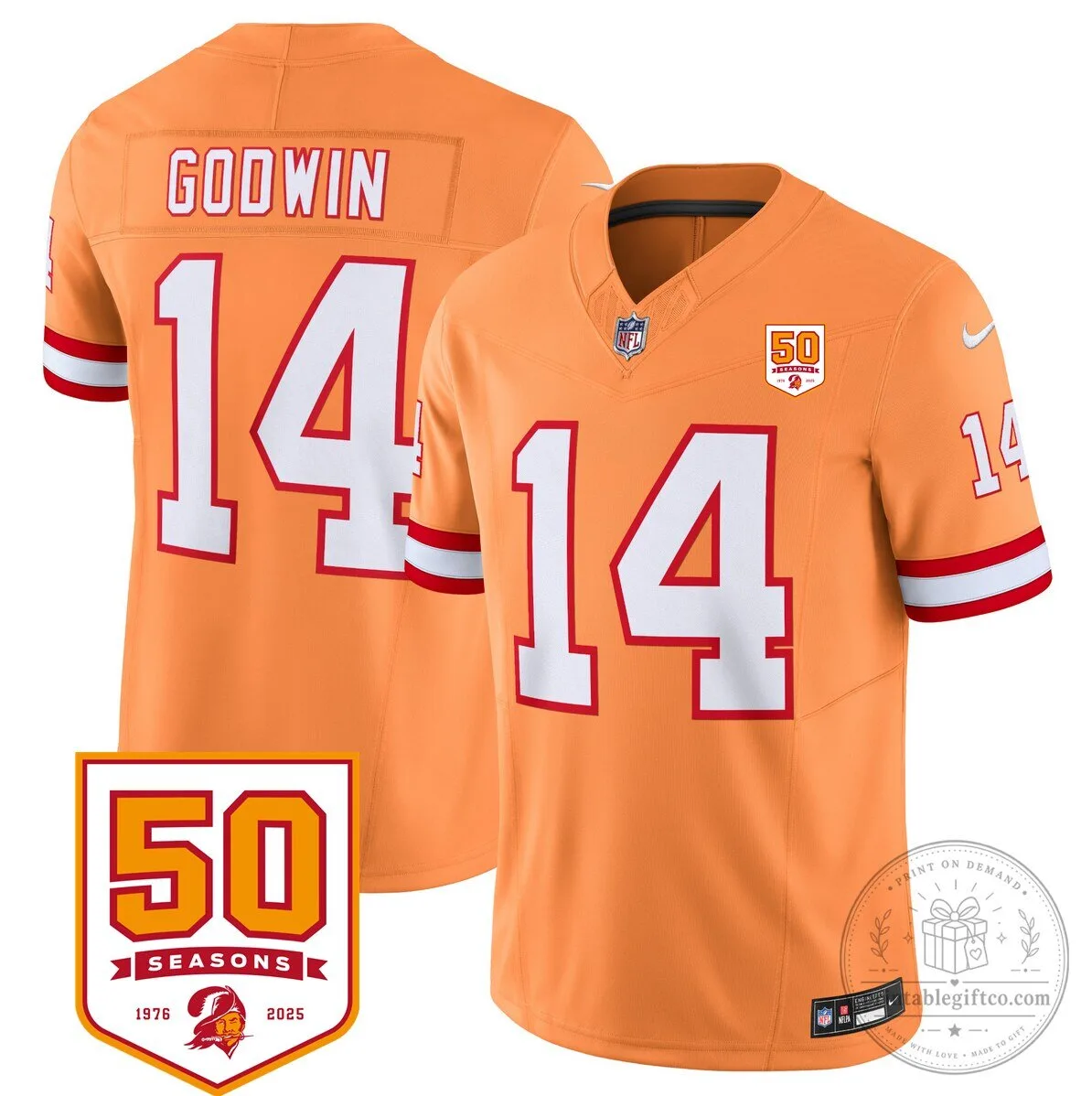 Chris Godwin Tampa Bay Buccaneers Orange 50 Seasons Football Jersey