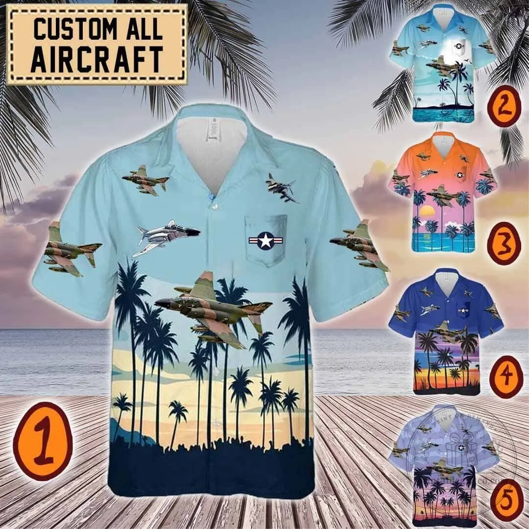 F-4 Phantom II Fighter Jet Tropical Hawaiian Shirt