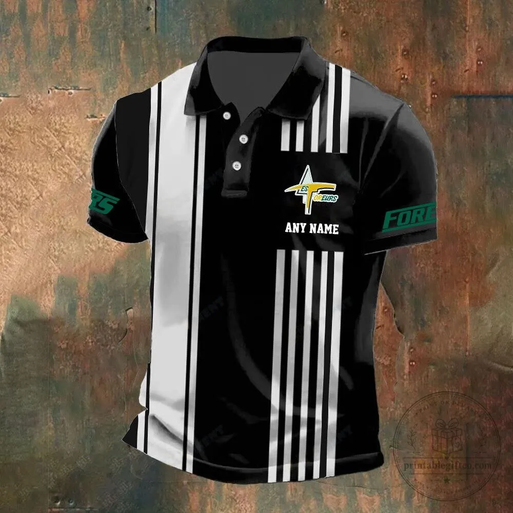 Val-d'Or Foreurs Personalized Name Striped Hockey Fan Polo Shirt