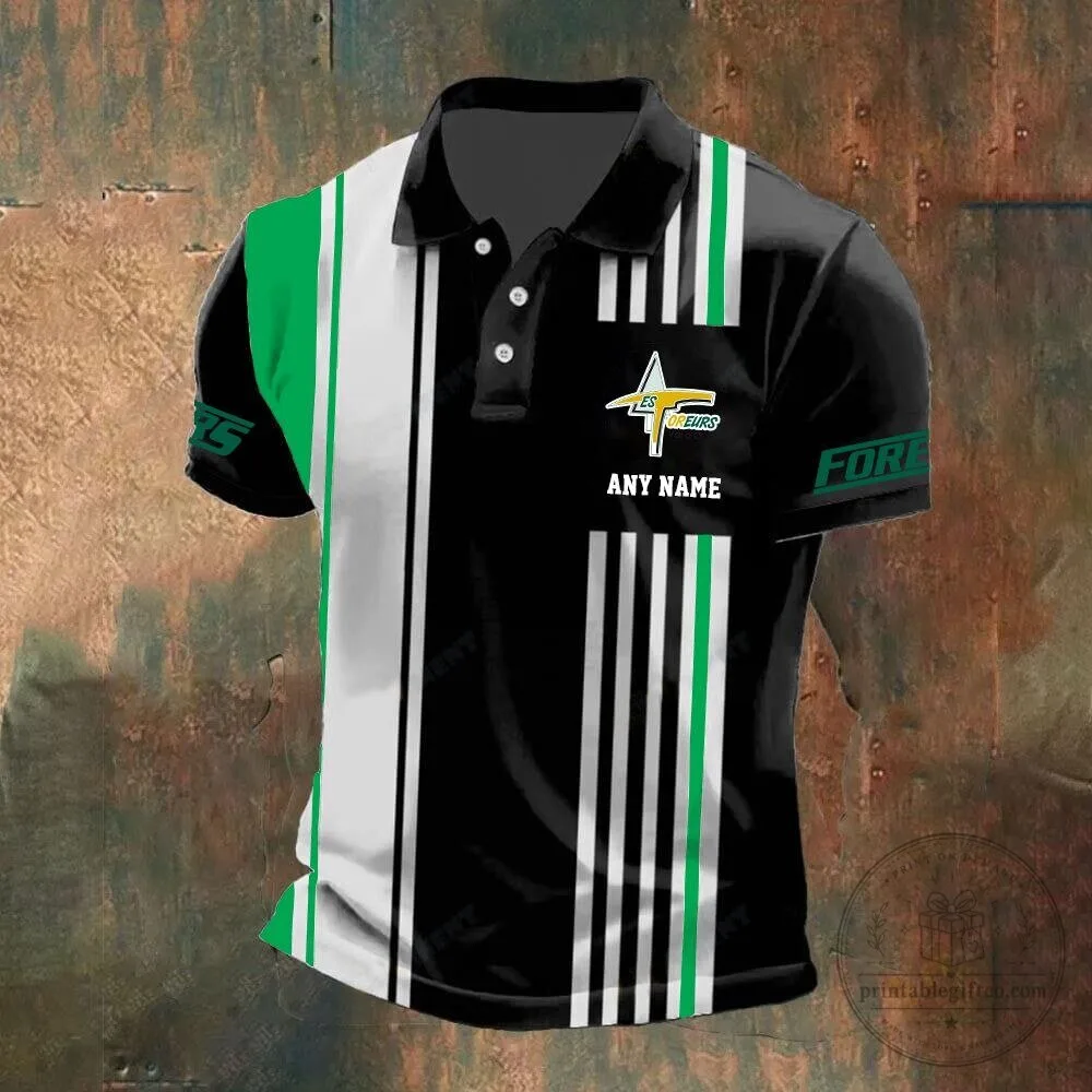 Val-d'Or Foreurs Personalized Name Striped Hockey Fan Polo Shirt 11 Val-d