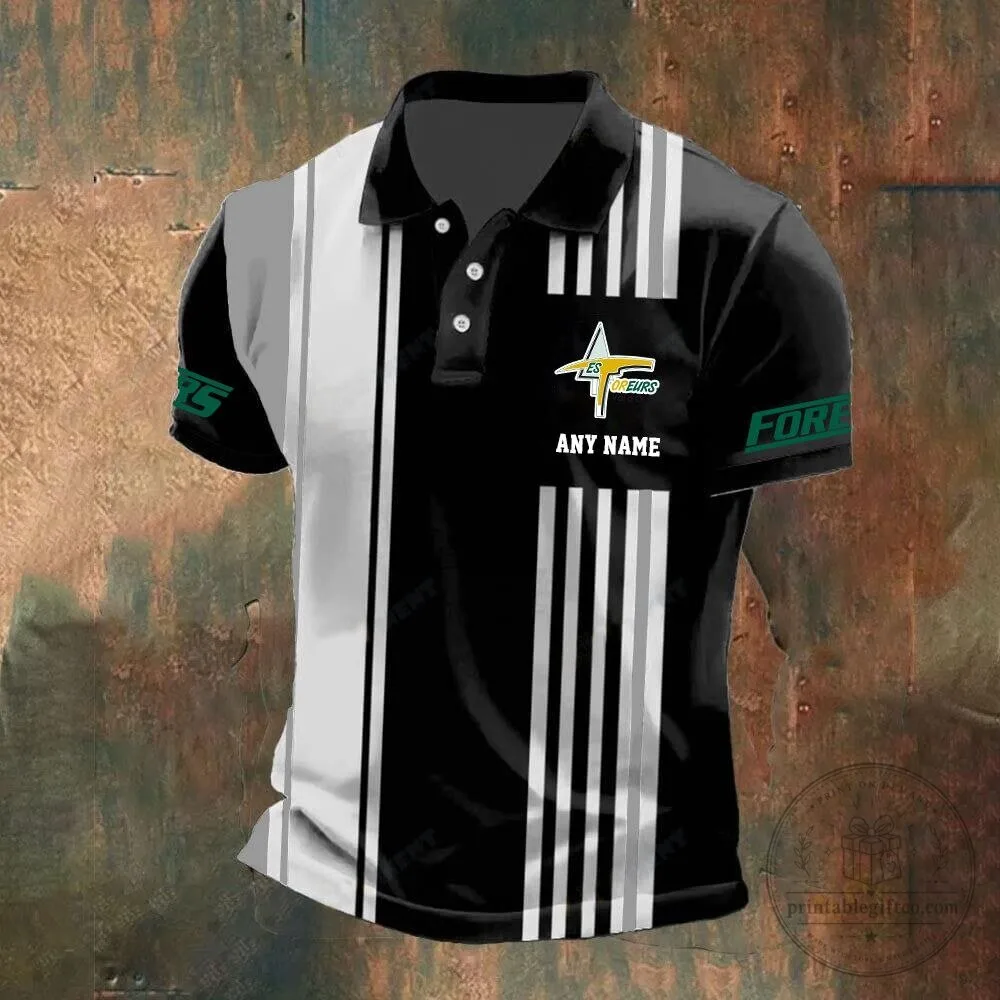 Val-d'Or Foreurs Personalized Name Striped Hockey Fan Polo Shirt 12 Val-d