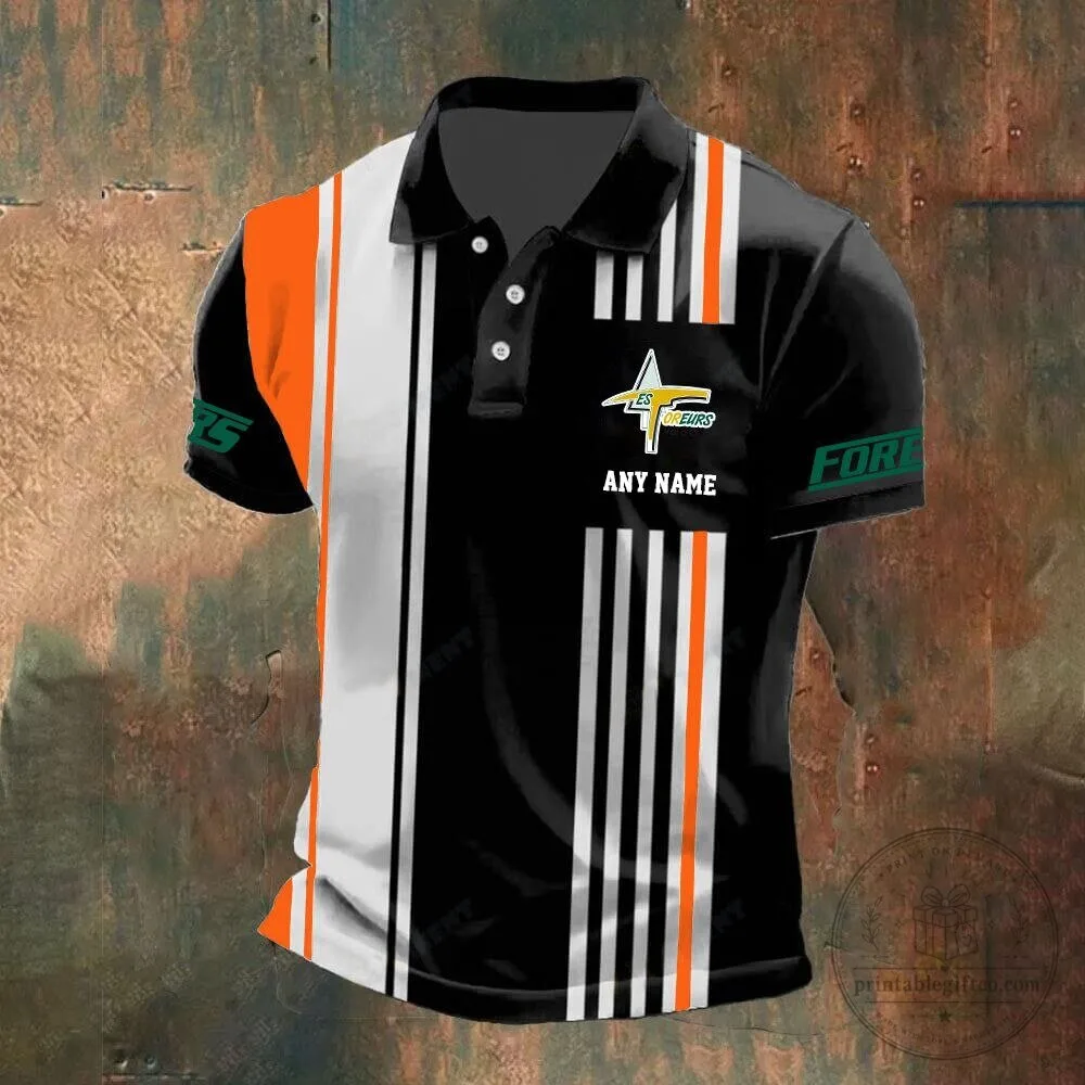 Val-d'Or Foreurs Personalized Name Striped Hockey Fan Polo Shirt 13 Val-d