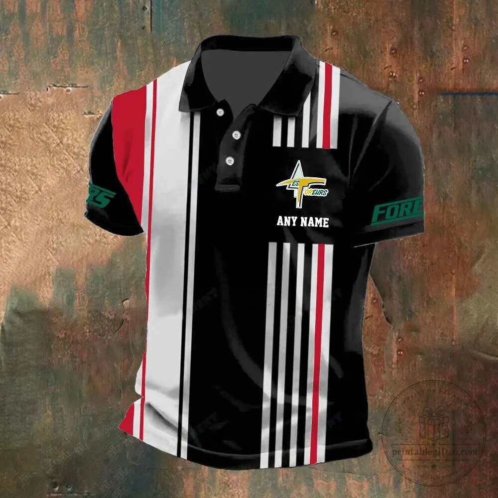 Val-d'Or Foreurs Personalized Name Striped Hockey Fan Polo Shirt 14 Val-d