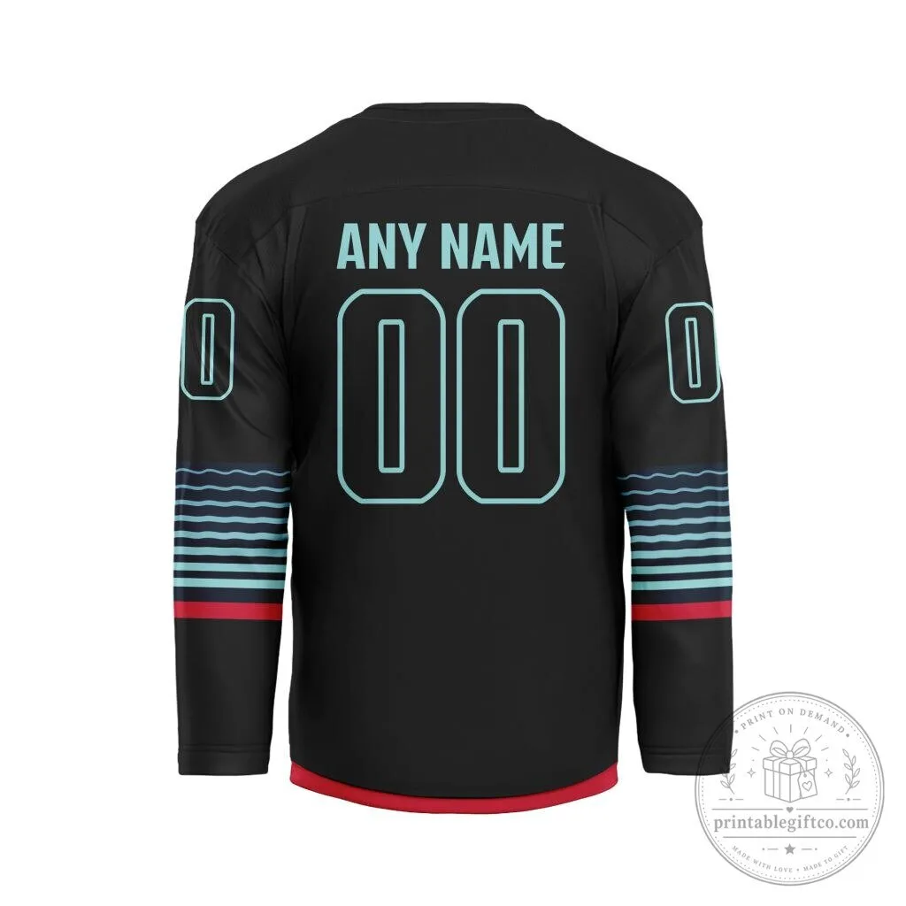Seattle Kraken Personalized Alternate Black Hockey Jersey 5 Seattle Kraken Personalized Alternate Black Hockey Jersey