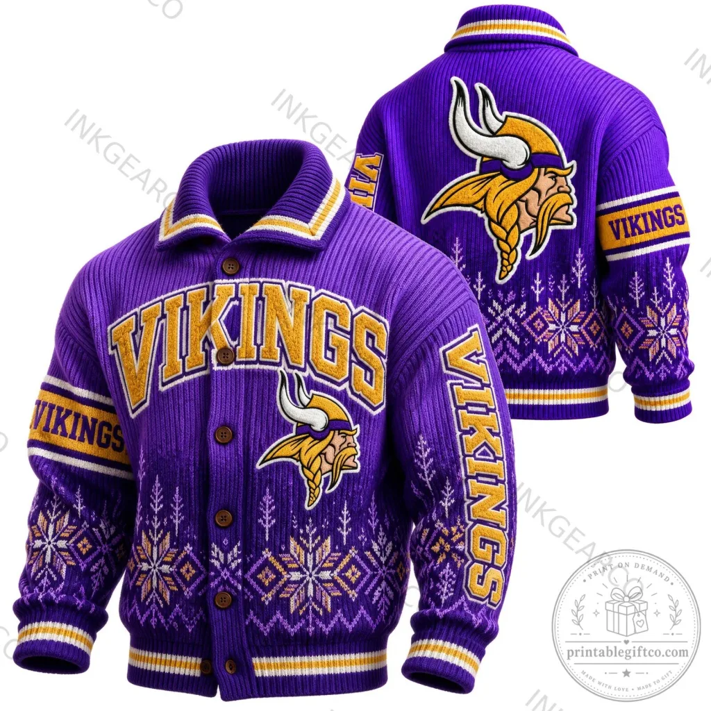 Minnesota Vikings NFL Football Ugly Christmas Sweater Cardigan Minnesota Vikings NFL Football Ugly Christmas Sweater Cardigan
