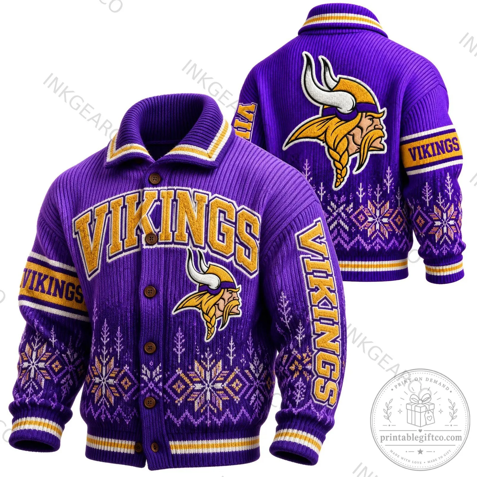 Minnesota Vikings NFL Football Ugly Christmas Sweater Cardigan