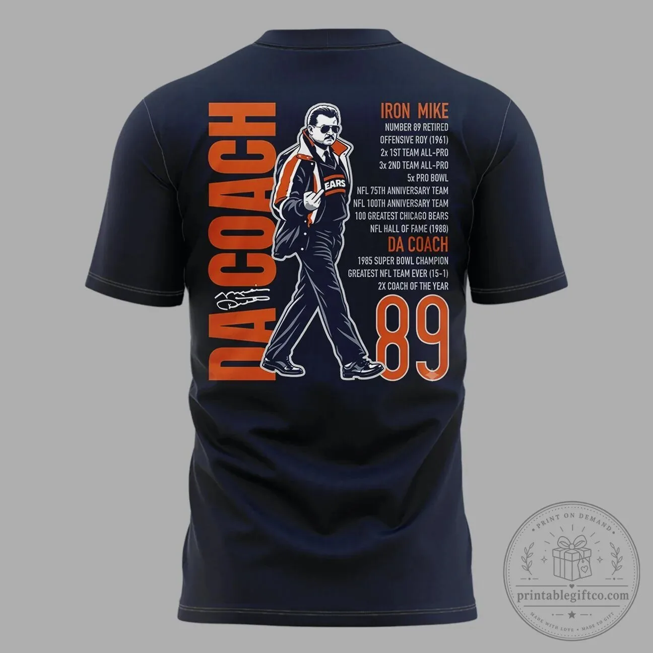 Mike Ditka Legendary NFL Player Chicago Bears Hall of Fame Tight End T-Shirt 7 Mike Ditka Legendary NFL Player Chicago Bears Hall of Fame Tight End T-Shirt